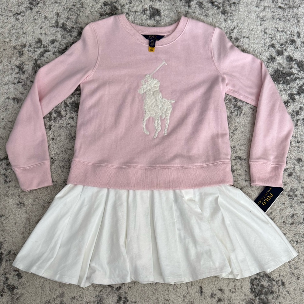 Polo Ralph Lauren Pink and White Sweatshirt Dress